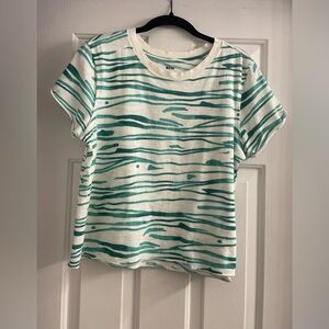 Anthropologie Maeve Teal and White Striped Top